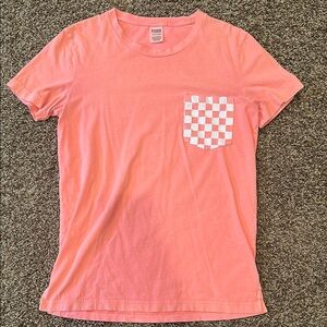 Pink Checkered Pocket T-Shirt